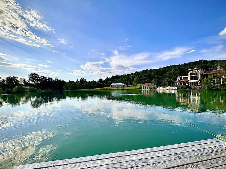 The view from the dock at the Creekside Cabin