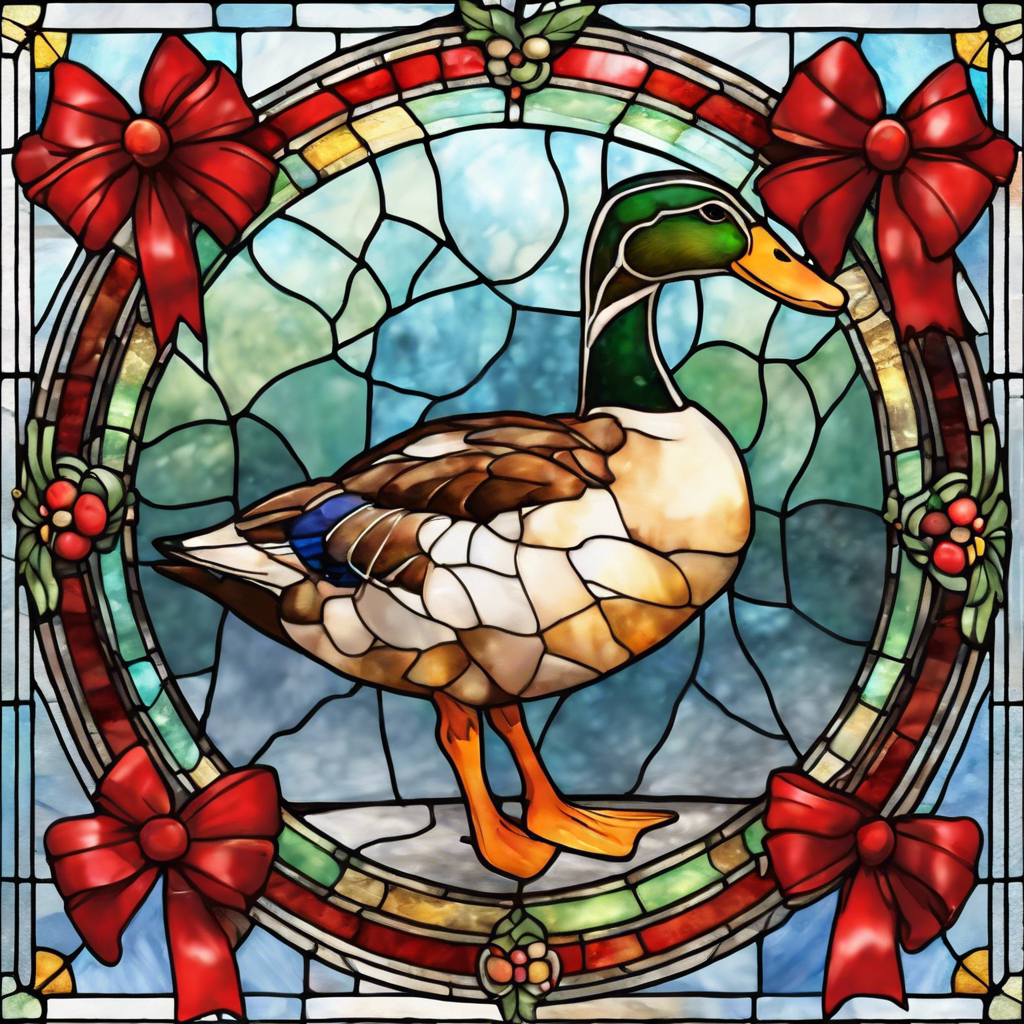Stained Glass Window Cling - Duck Wreath