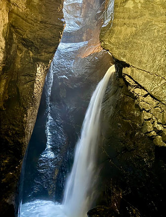 Waterfall inside a mountain at Trümmelbach Falls in Lauterbrunnen, Switzerland