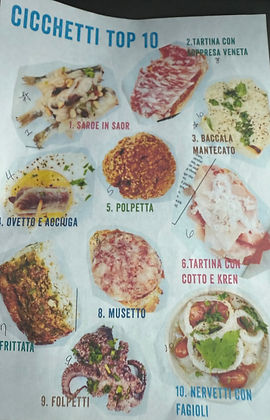 Cicchetti Top Ten list with images and names of the most popular cicchetti dishes in Italy