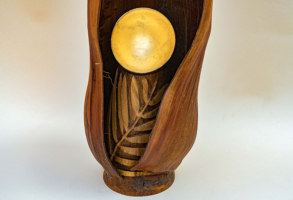 Thumbnail: Palm and turned and carved walnut sculpture