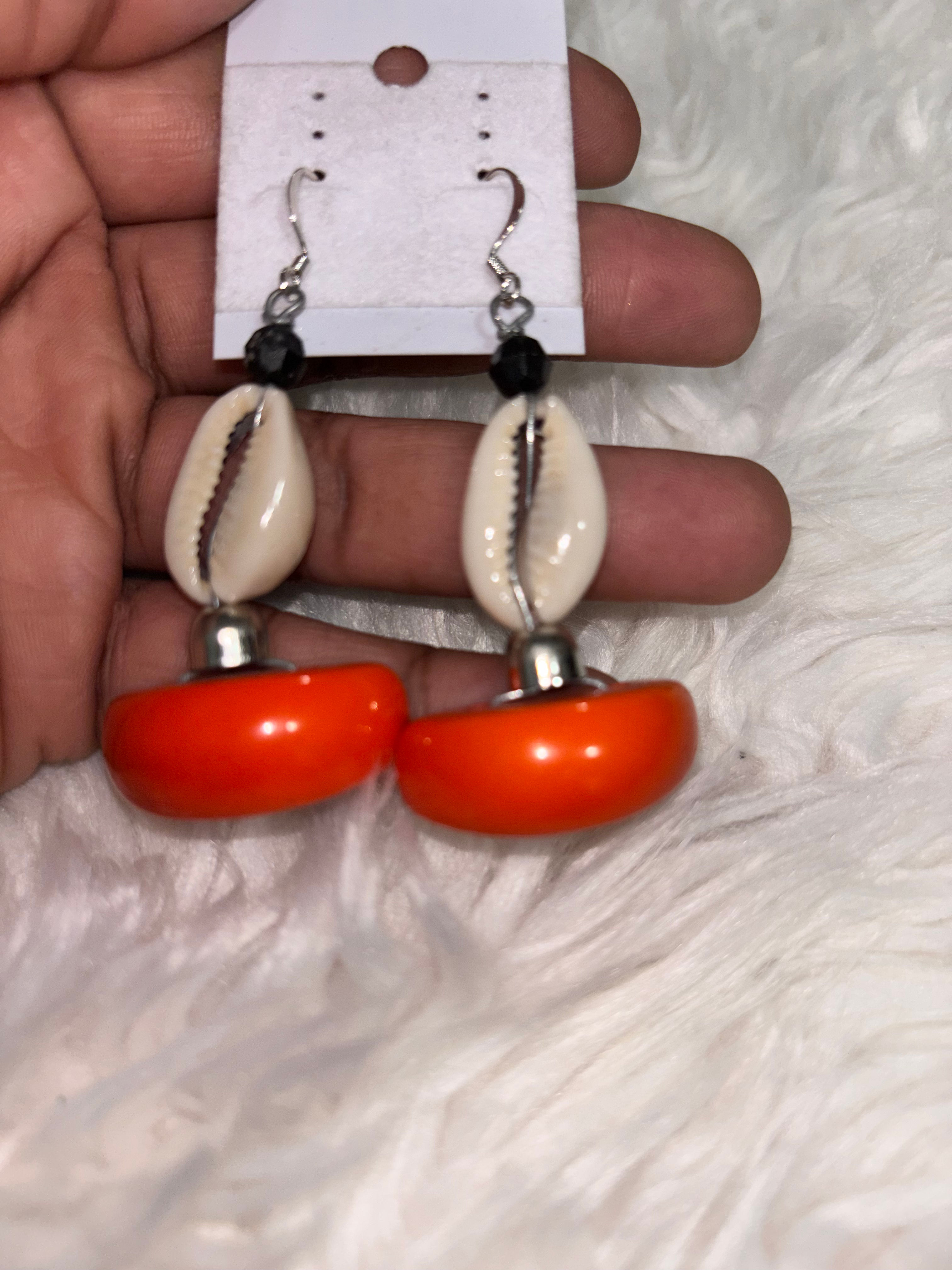 Cowrie Tangerine Earrings