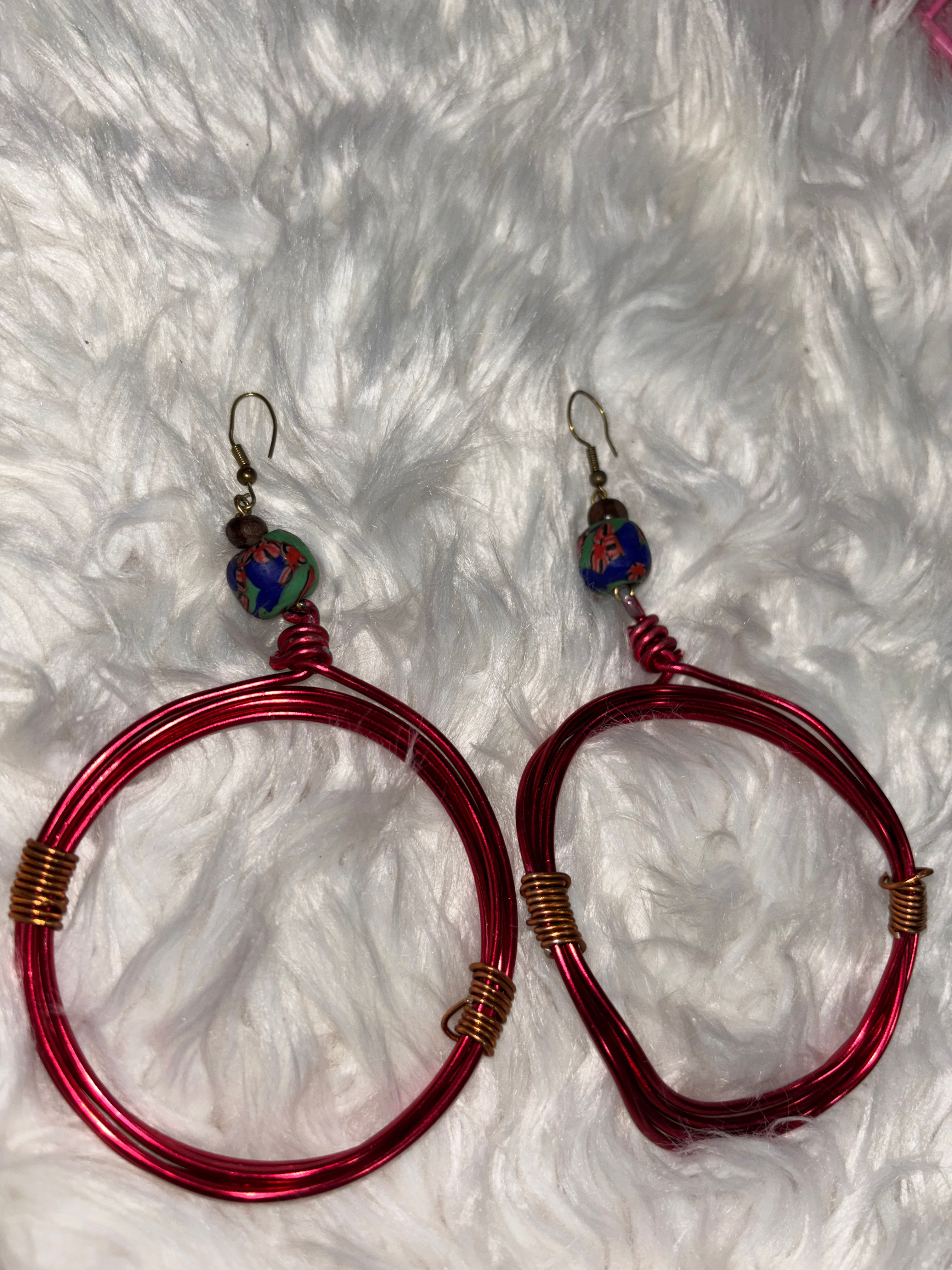 Cranberry & Copper Earrings