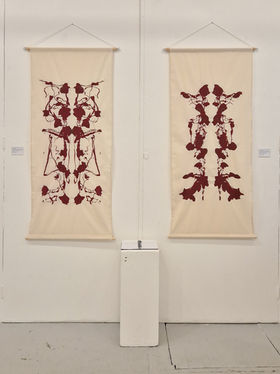Rorschach inspired inkblots on canvas banners