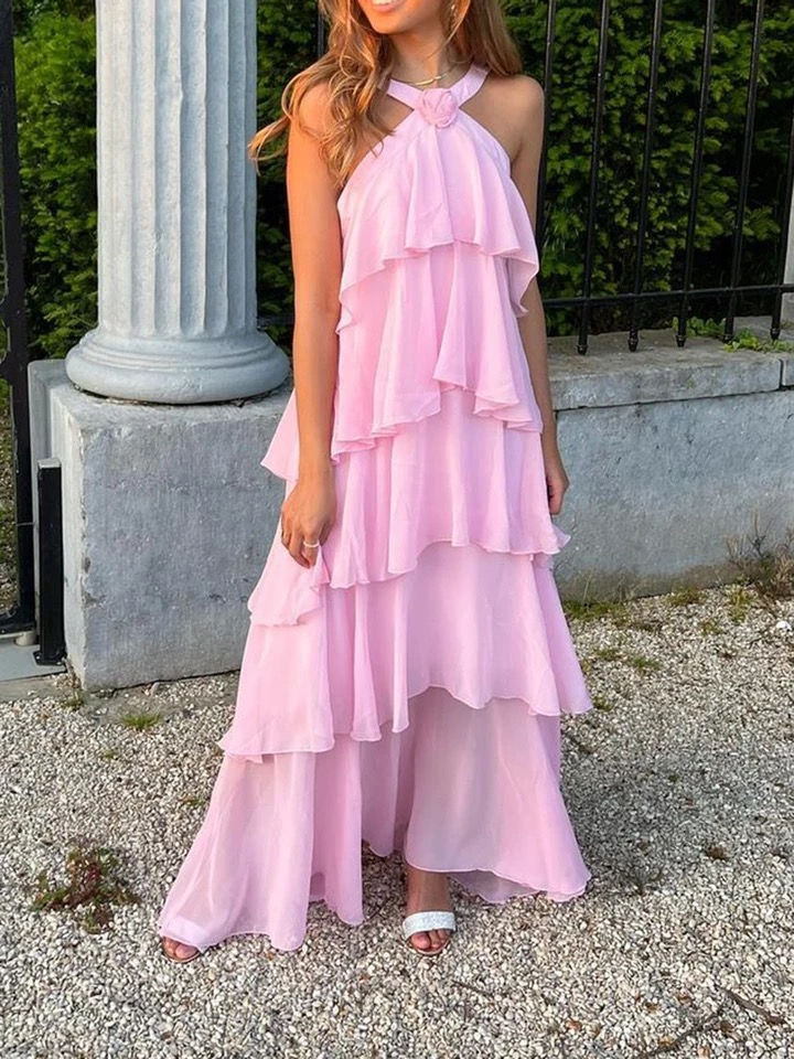 Miniatura: VESTIDO BABADOS EVA ROSA BEBÊ