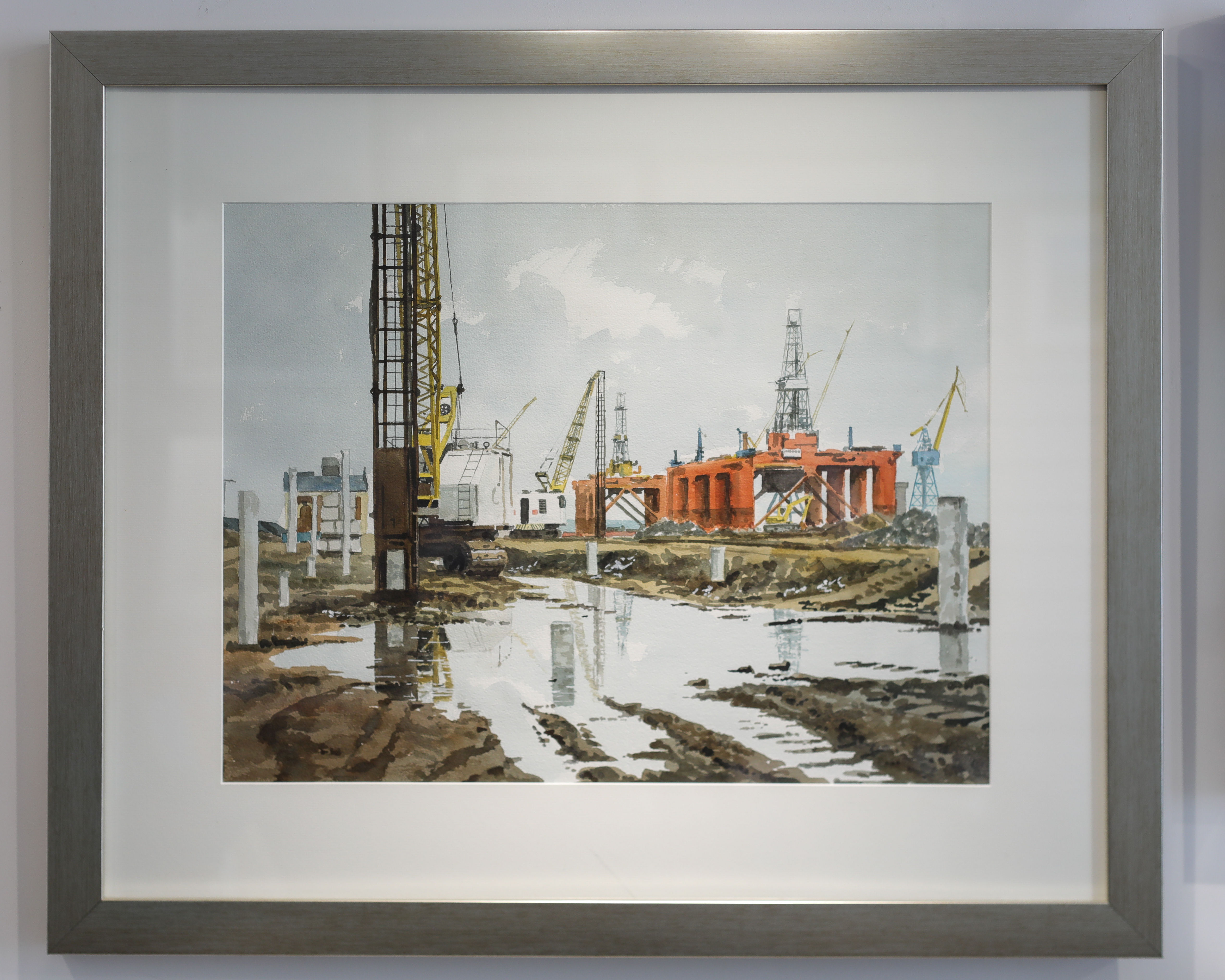Arnold Gardner ' Oil Rig at Harland & Wolff' watercolour