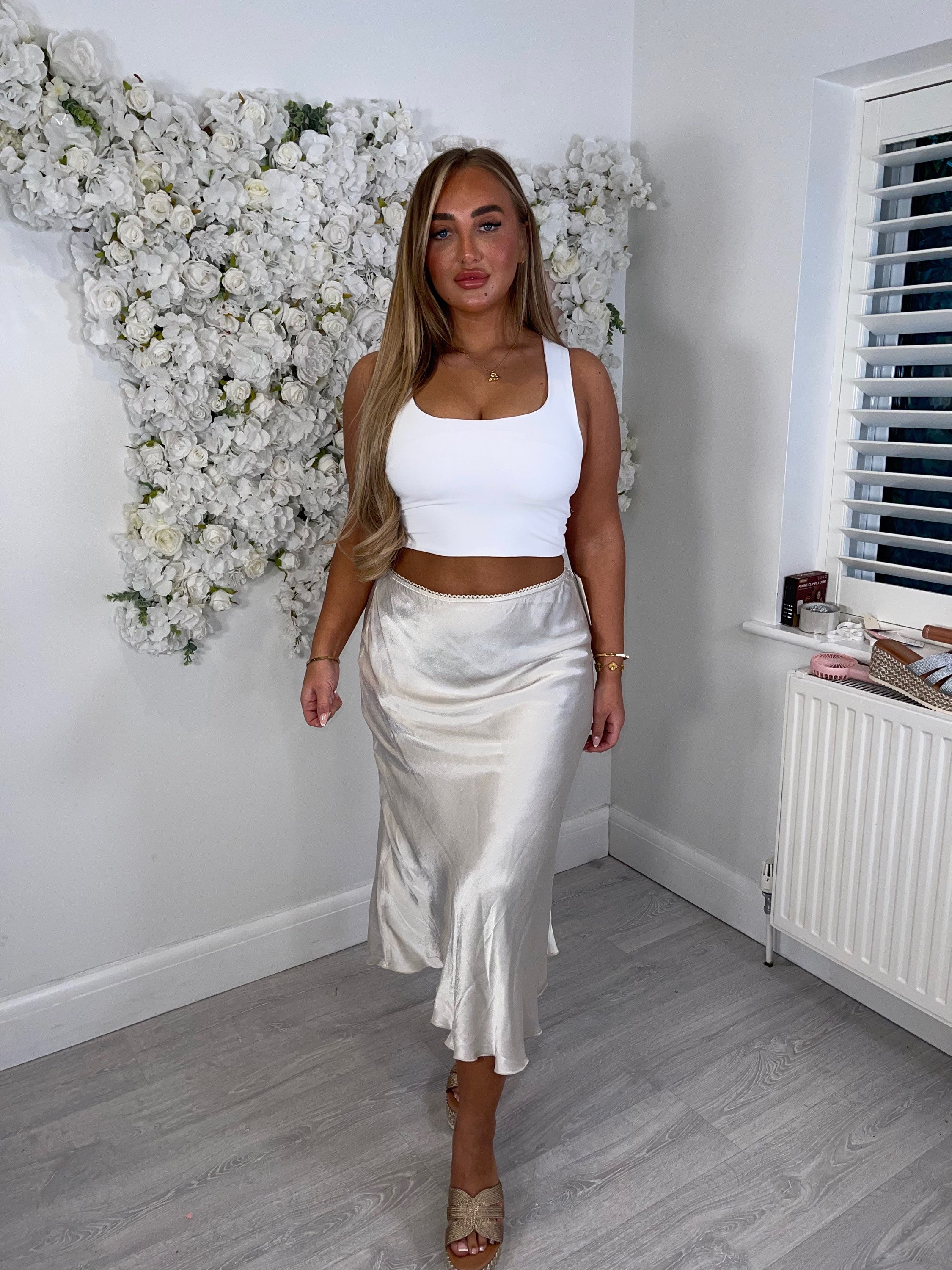 HOLLY silky elastic long skirts 