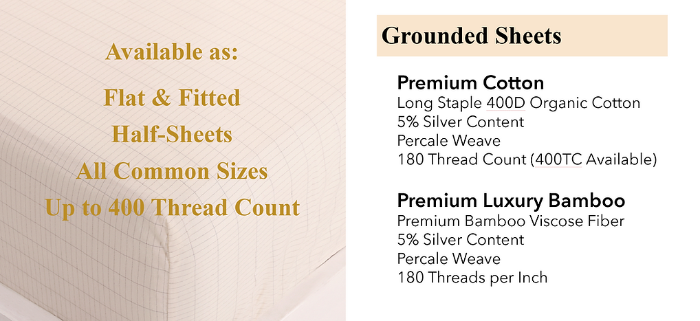 Grounded sheets with 5% silver content, 400 thread count 400 TC cotton and bamboo
