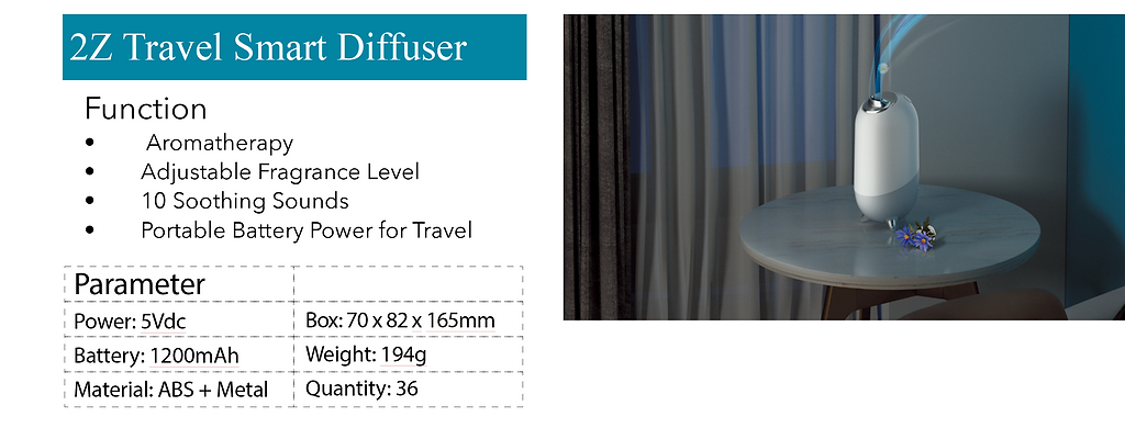 Compact travel aromatherapy essential oils diffuser with soothing sleep sounds and battery power