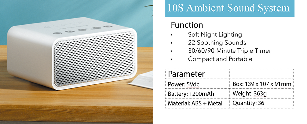 White Noise Sleep Sound Machine with soothing sleep sounds and white color