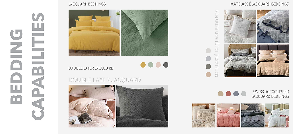 Luxury jacquard, double jacquard, matelesse, swiss dot and clipped jacquard luxury bedding