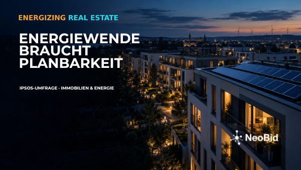 A residential neighbourhood with photovoltaics and wind turbines in the background: the energy transition needs predictability.