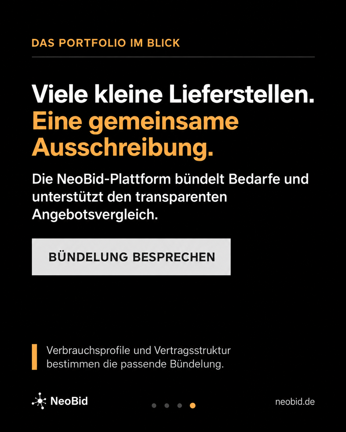 Viele kleine Lieferstellen gemeinsam ausschreiben: Bündelung mit NeoBid besprechen.