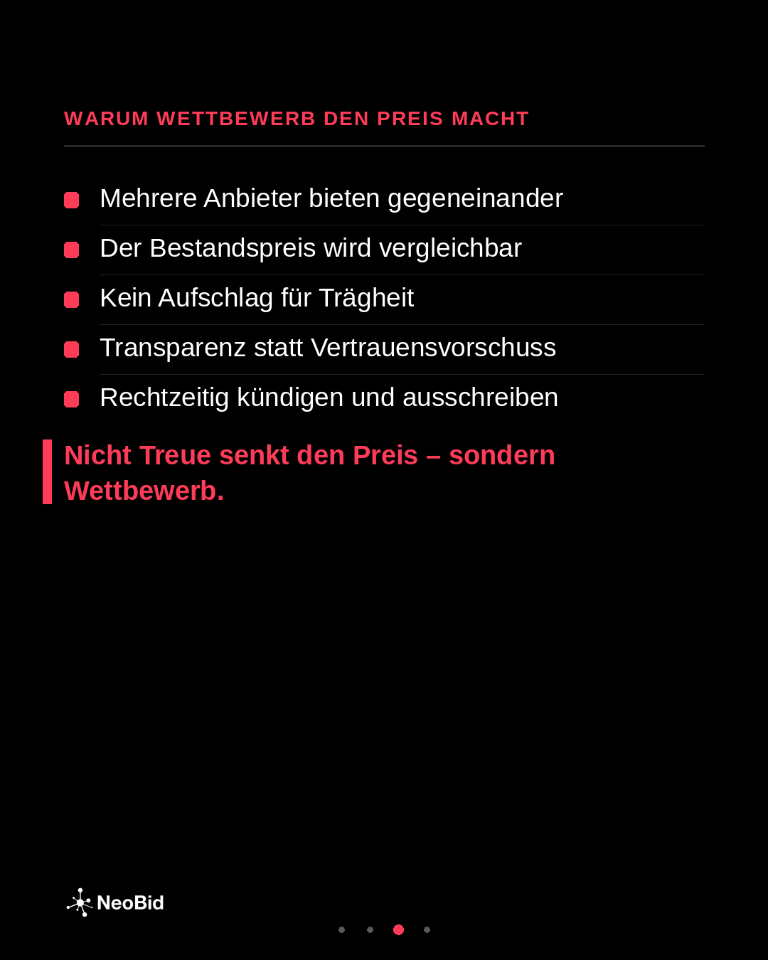 NeoBid graphic on supplier competition: compare several offers, create transparency and prepare tenders in good time.