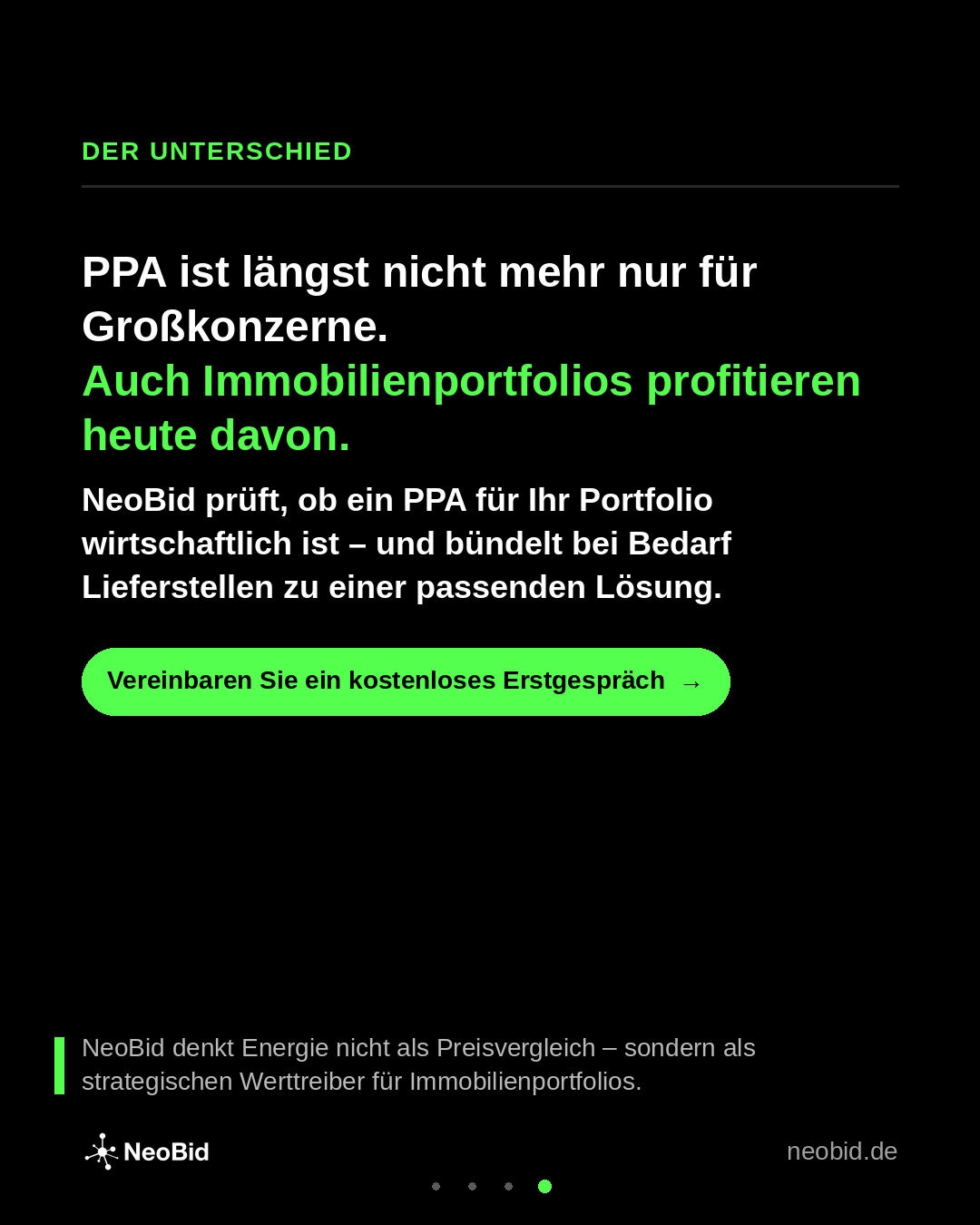 NeoBid prüft Verbrauchsdaten und Vertragsstruktur: PPA-Eignung besprechen.