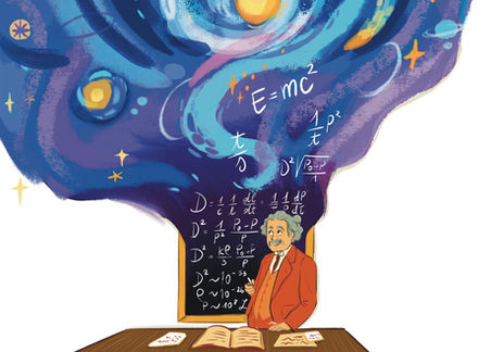 scholastic illustration of Albert Einstein