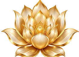 Golden lotus flower illustration on a black background