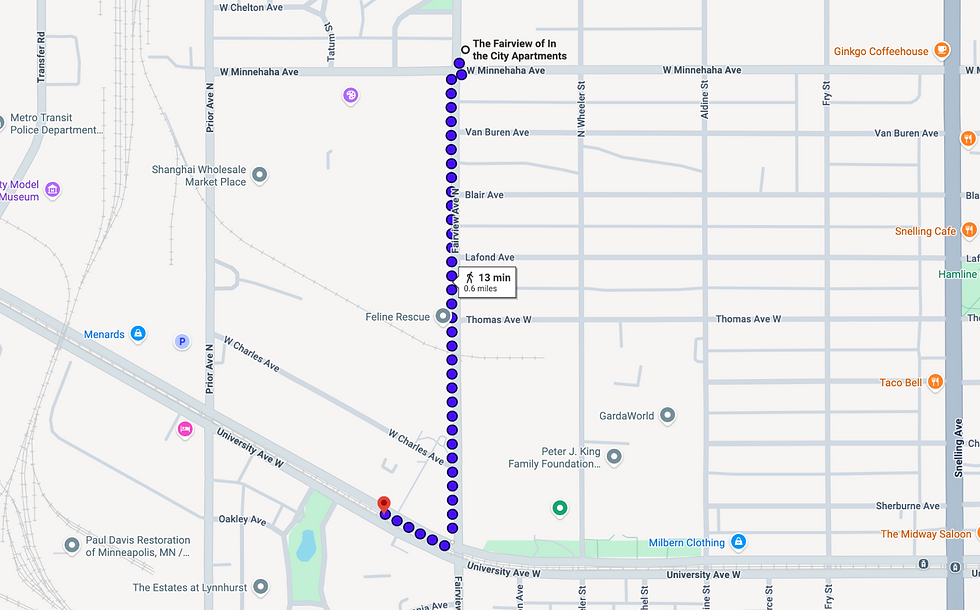Map of The Fairview to public transit