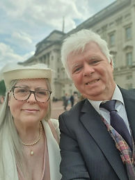 David and his wife Hilary Jane at Buckingham Palace