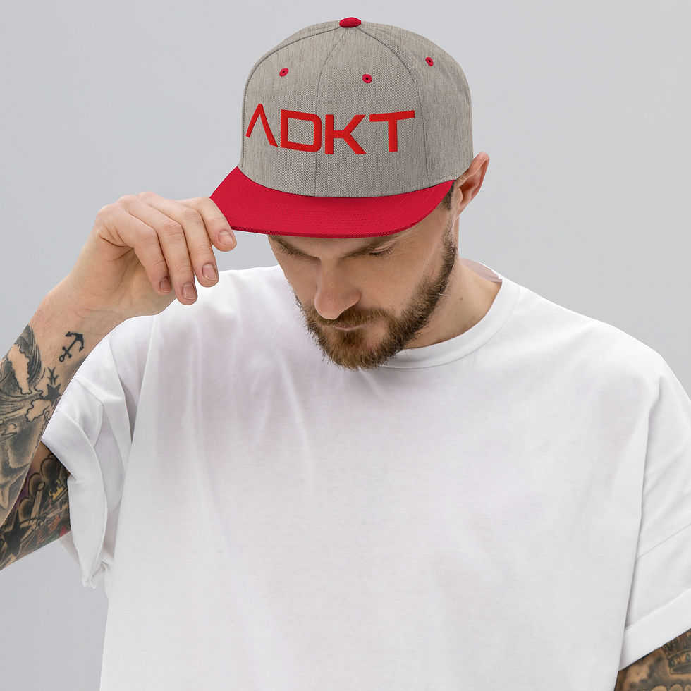 Thumbnail: Flat Brim Snapback Hats - Red Logo