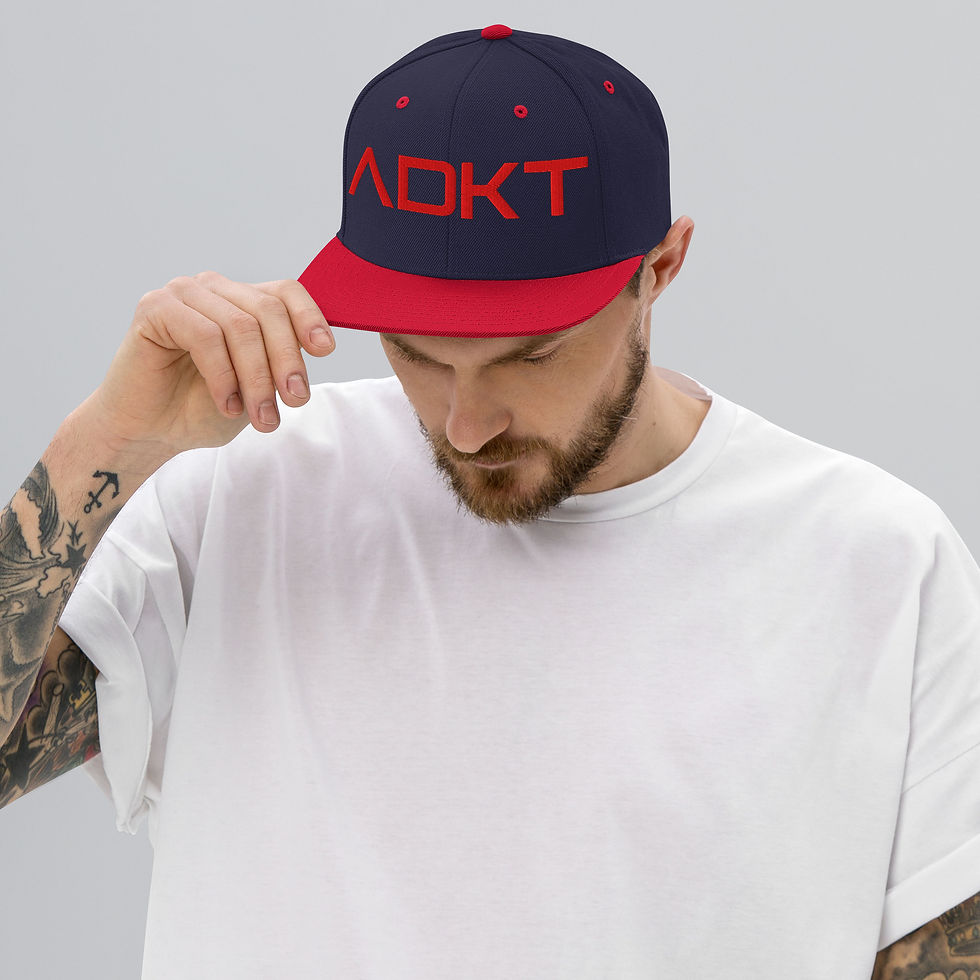 Thumbnail: Flat Brim Snapback Hats - Red Logo