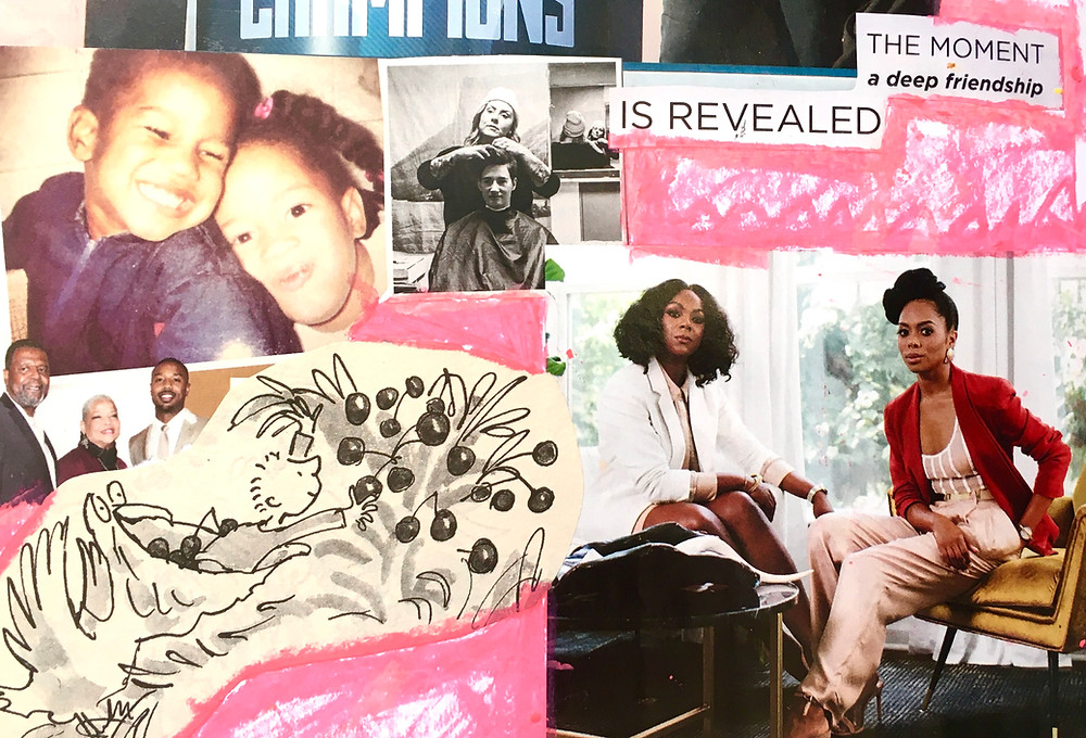 A mixed media collage of friends together and the words "the moment a deep friendship is revealed"
