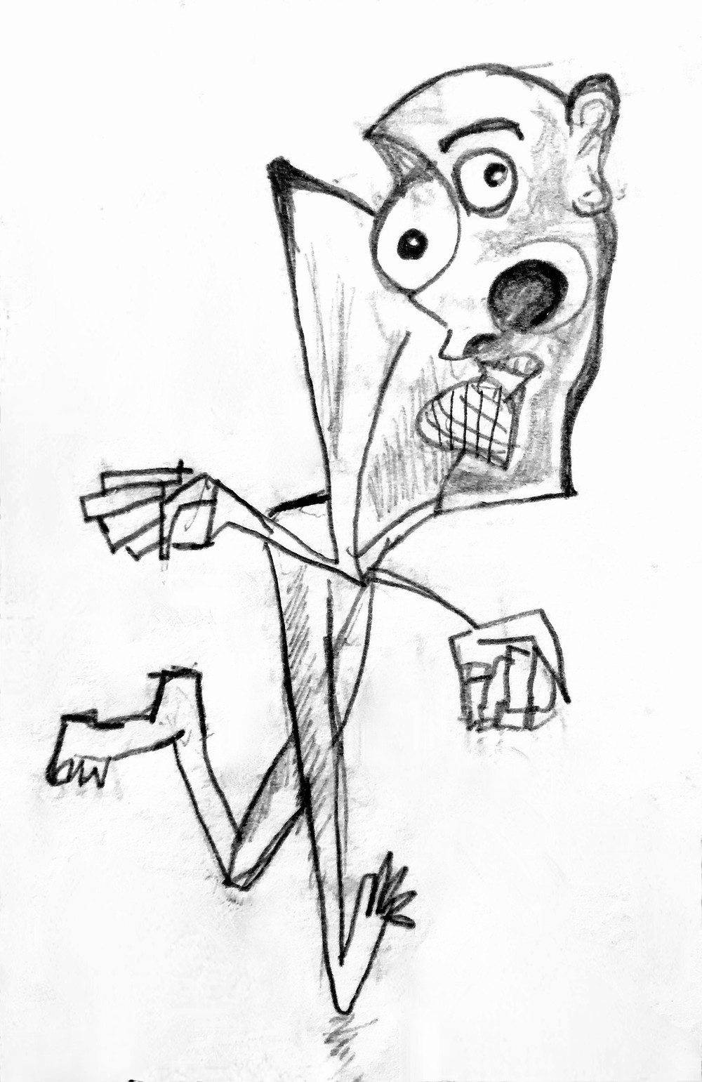 Art Therapist Jackie Schuld makes an illustration of a person with their arms crossed and looking uncomfortable.