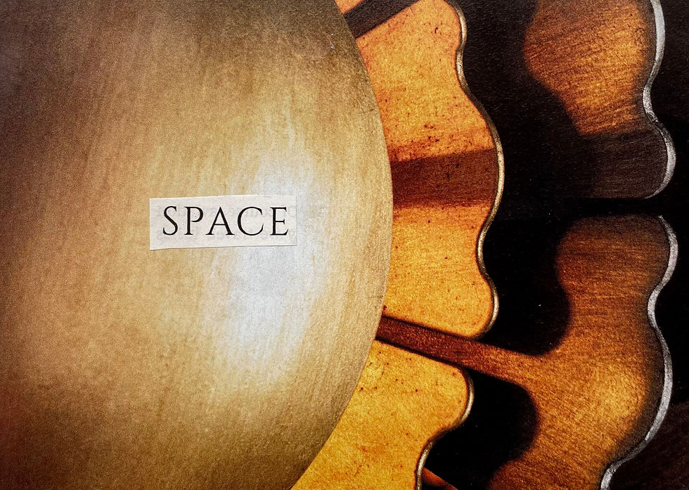 Autistic art therapist Jackie Schuld shares a collage of an abstract image and the word "space"