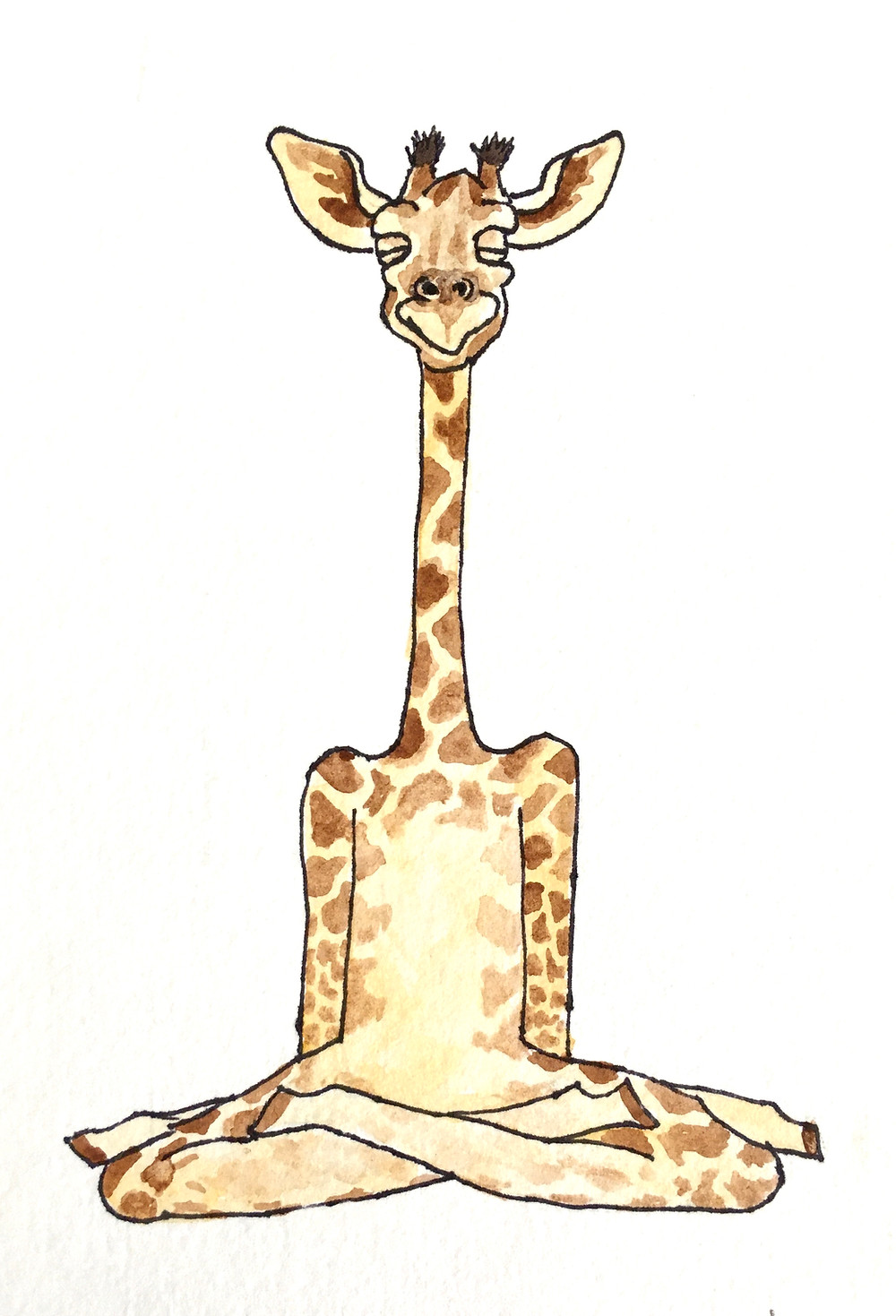 This illustration was originally made for Tucson Art Therapist Jackie Schuld's book "Grief is a Mess." She uses it here to illustrate peace. It is a giraffe sitting in a cross-legged position