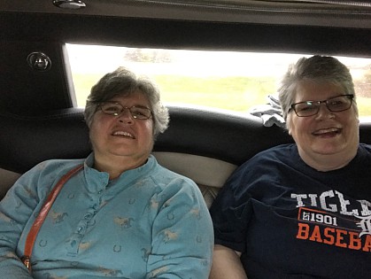 Sally Wade and Diane Helminiak on their way to the Detroit Tigers Mannor Group Day Out