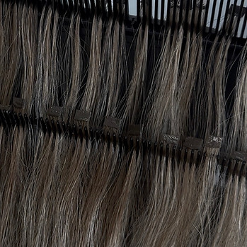 keratin bonds organized on a hair extensions holder