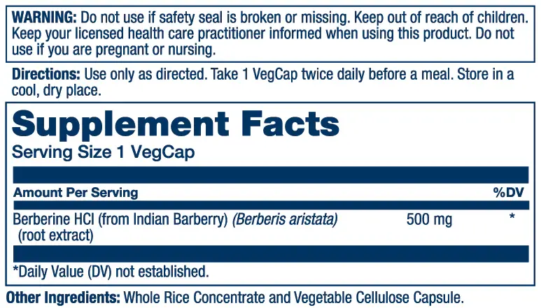 Miniatura: Berberina Solaray Berberine hcl 500 mg 100 Capsulas