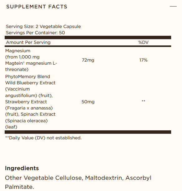 Treonato de Magnesio Solgar Magtein 100 Capsulas