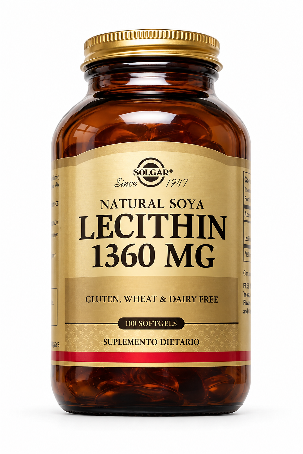 Solgar Lecitina de Soya Natural 1360 mg 100 Cápsulas Blandas