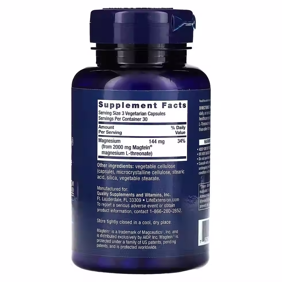 Neuro-Mag Treonato de Magnesio Magtein Life Extension 90 Capsulas