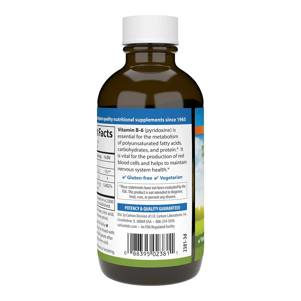 Miniatura: Vitamina B6 Carlson Labs Piridoxina 100 mg  Liquido 120 ml