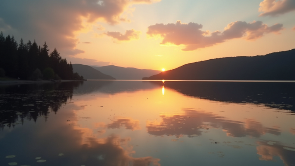 Close-up view of a calm lake reflecting the sky during sunset