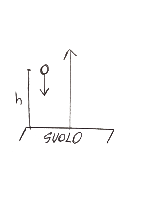 Sistema di riferimento moto di caduta libera con asse x orientato verso l'alto