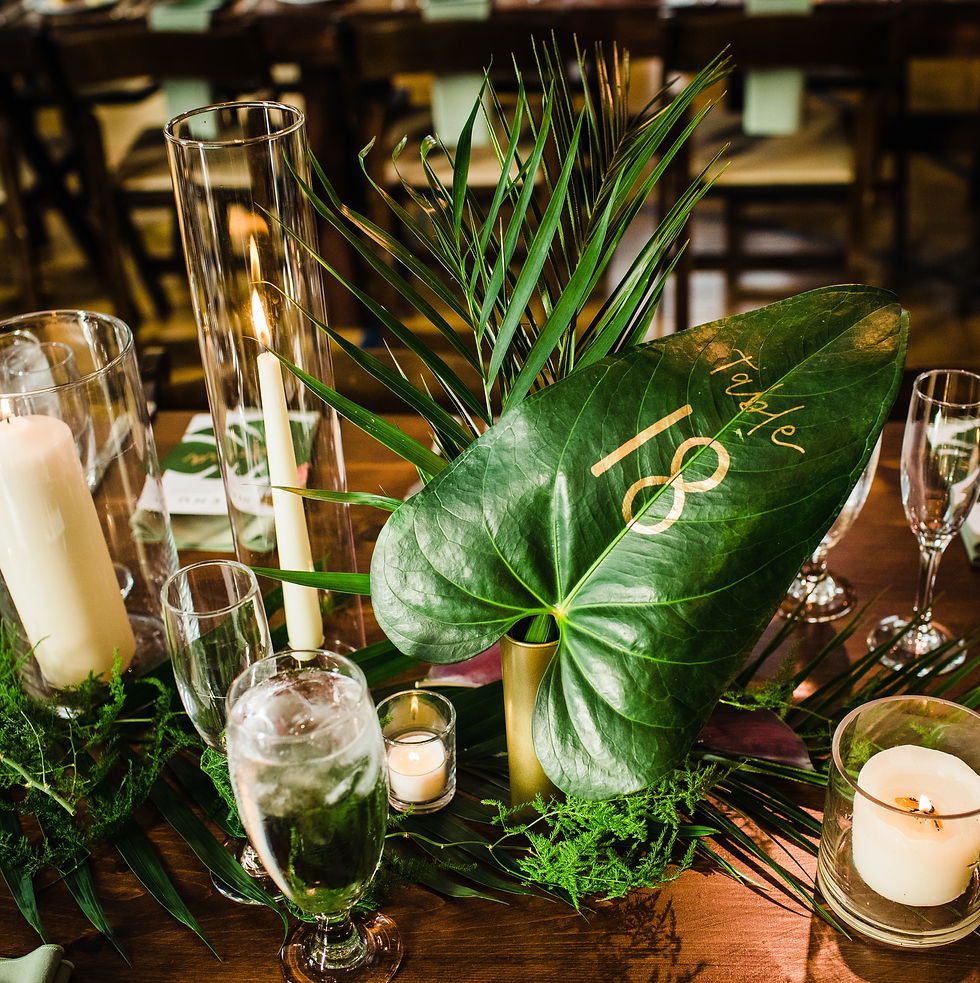 Tropical Leaf Table Number