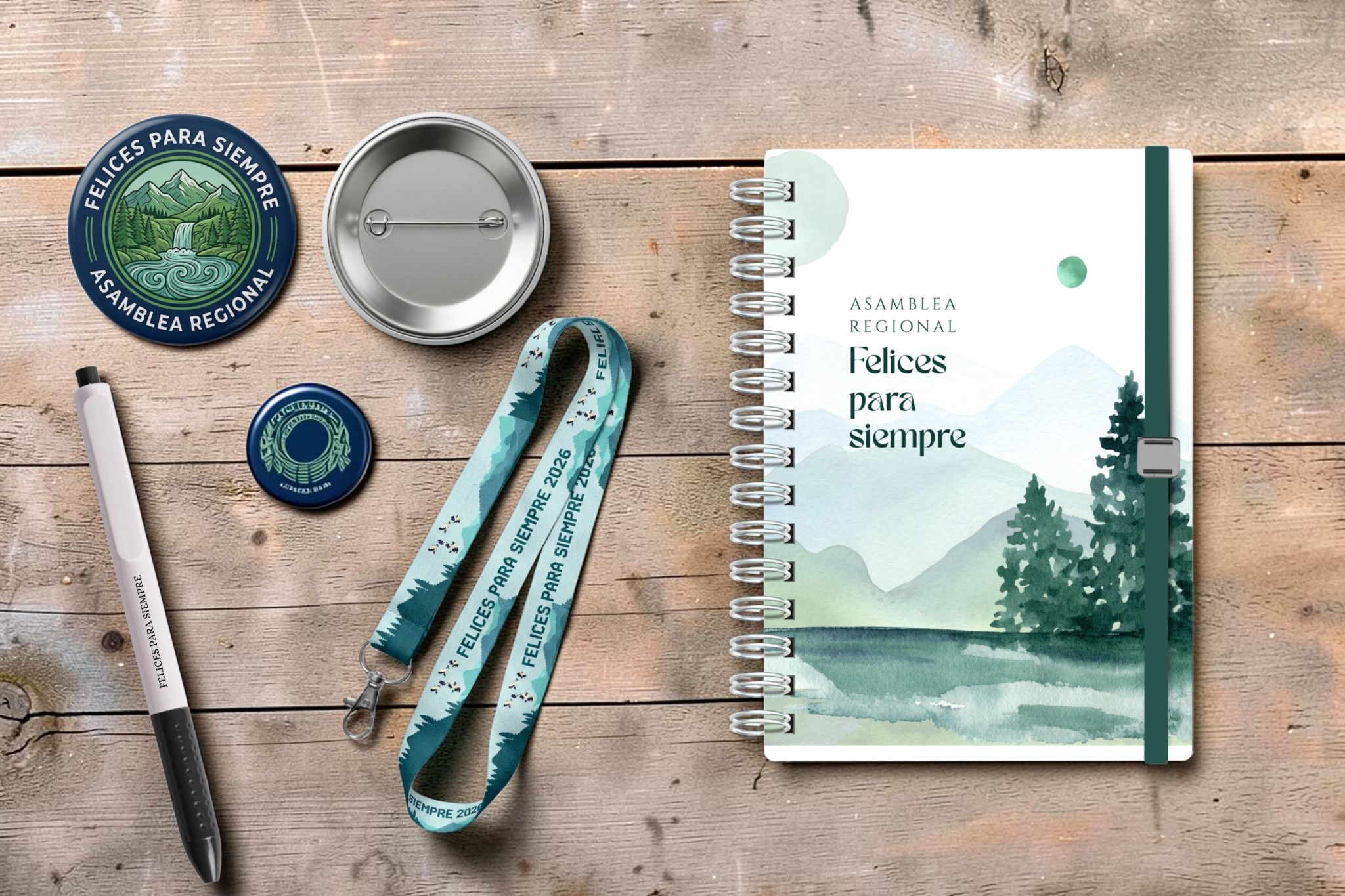 Kit Asamblea 2026 Diseño Verde Agua - Serene Pines