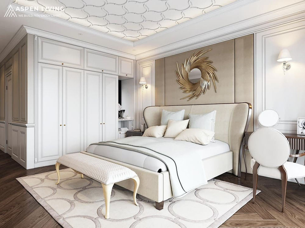 Căn hộ chị trang Vinhomes Ocean Park - phòng ngủ master + tủ để đồ