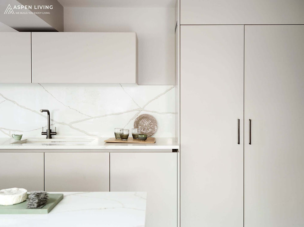 Tủ bếp được thi công theo phong cách minimalism