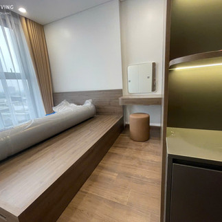 Thi công nội thất chung cư khu vực phòng ngủ lắp đèn led trang trí