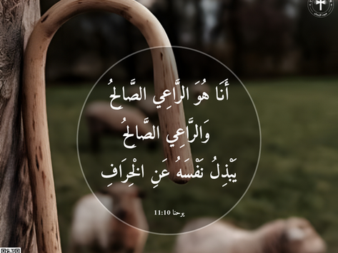 أَنَا هُوَ الرَّاعِي الصَّالِحُ، وَالرَّاعِي الصَّالِحُ يَبْذِلُ نَفْسَهُ عَنِ الْخِرَافِ. إنجيل يوحنا ١٠: ١١