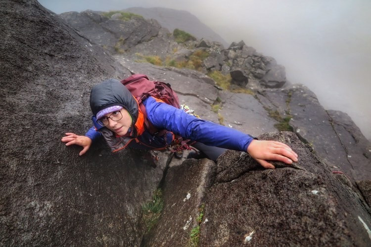 Anna Taylor climbing outdoors.