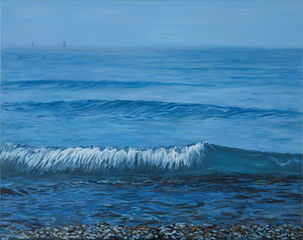 Waves crashing on the beach.