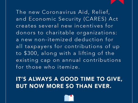 C.A.R.E.S. Act Contains New Incentives for Charitable Giving