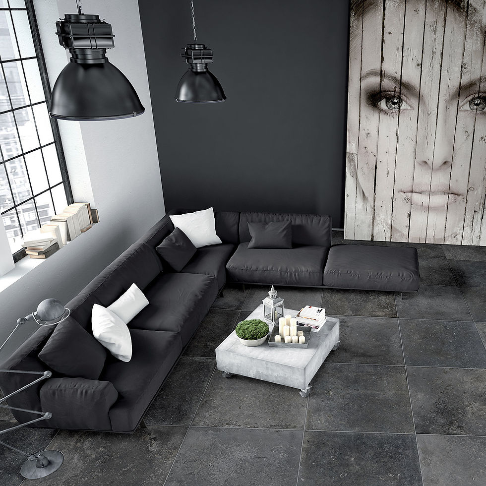 Stopit Black Hardsteen vloer/wandtegels in de woonkamer