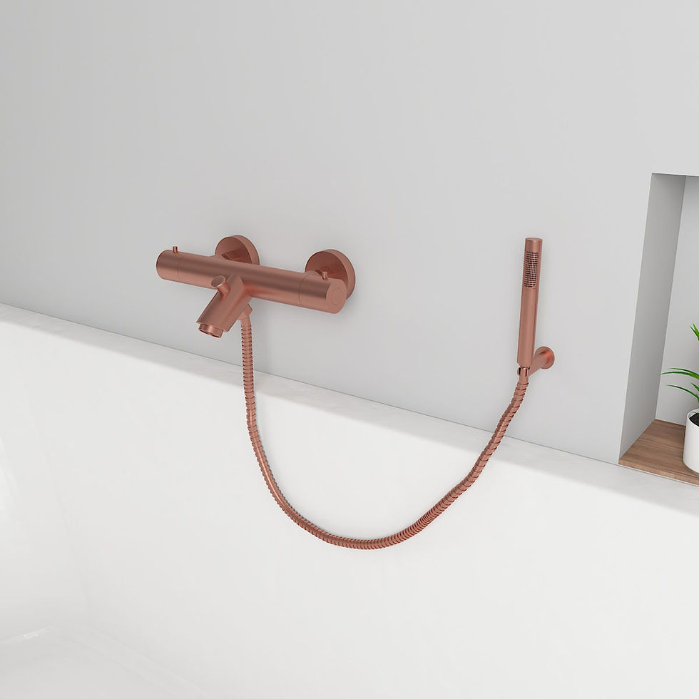 Thumbnail: Mahale opbouw badkraan thermostaat set mat rosé goud