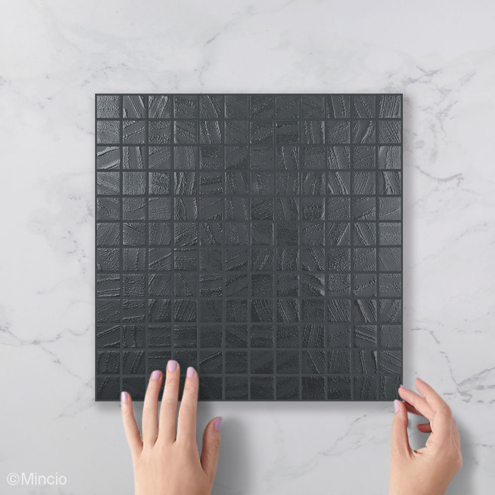 Zwart Antraciet Vierkant Glasmozaïek Tegels